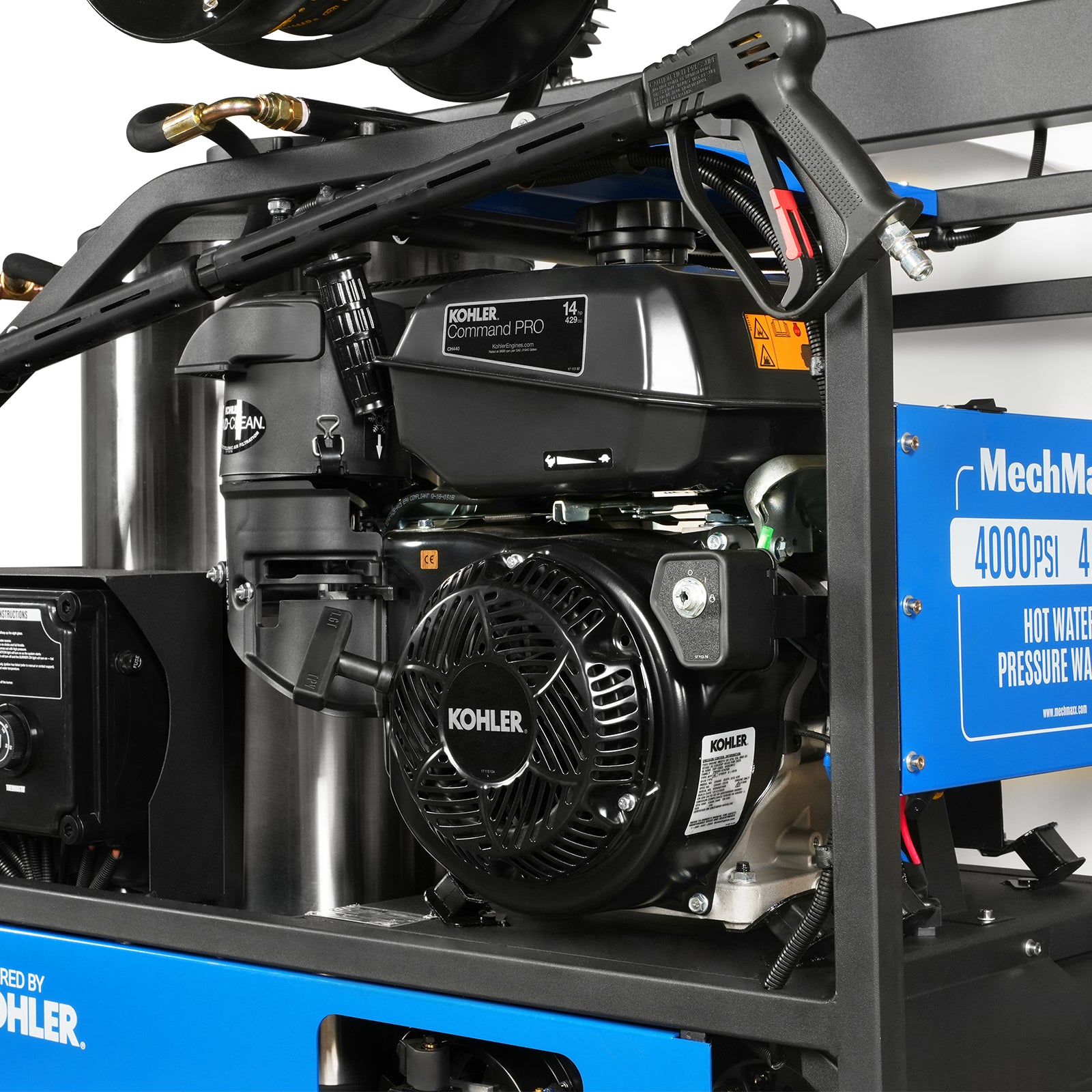 4000 PSI 4 GPM Kohler E-Start Engine Hot Water Pressure Washer Skid Mounted with 245 Gal Tank, HPW40KBT