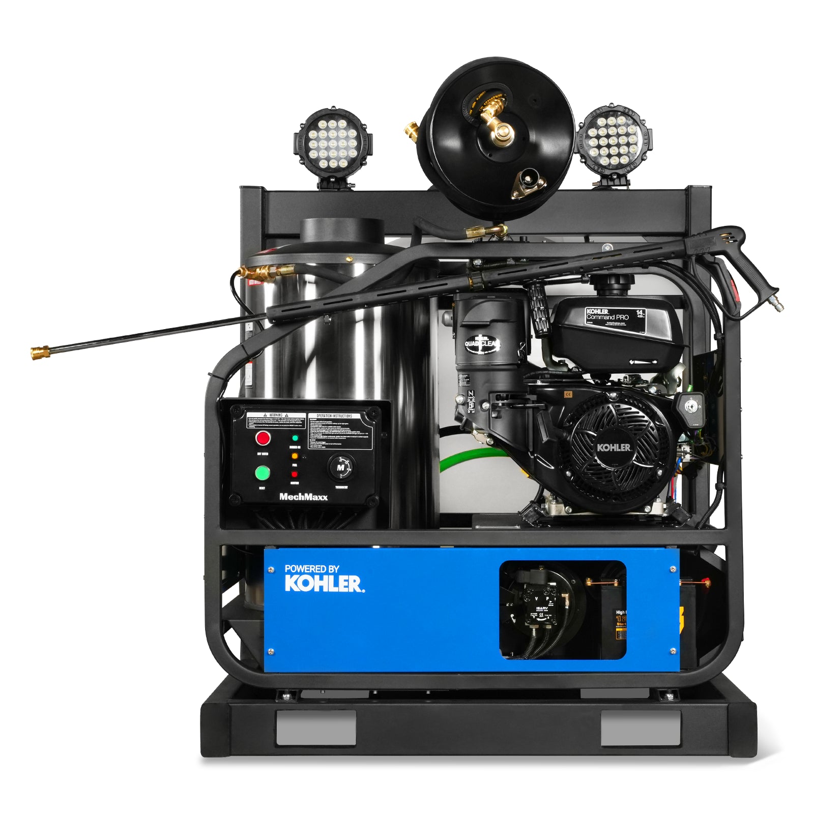 4000 PSI 4 GPM Kohler E-Start Engine Hot Water Pressure Washer Skid Mounted with 245 Gal Tank, HPW40KBT