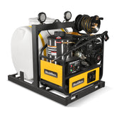 4000 PSI 4 GPM 15 HP ZONSEN E-Start Gas Engine Hot Water Pressure Washer Skid Mounted with 175 Gal Tank, HPW40DT