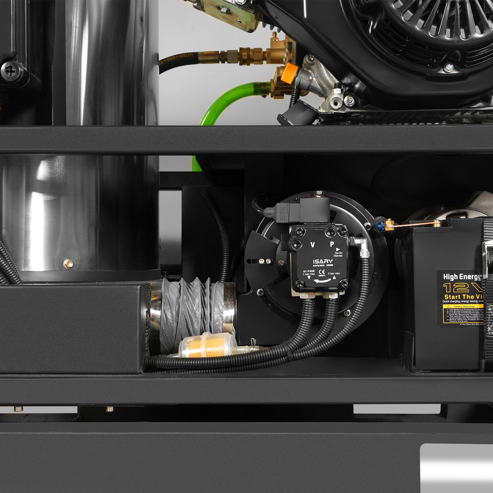 4000 PSI 4 GPM 15 HP ZONSEN E-Start Gas Engine Hot Water Pressure Washer Skid Mounted with 175 Gal Tank, HPW40DT