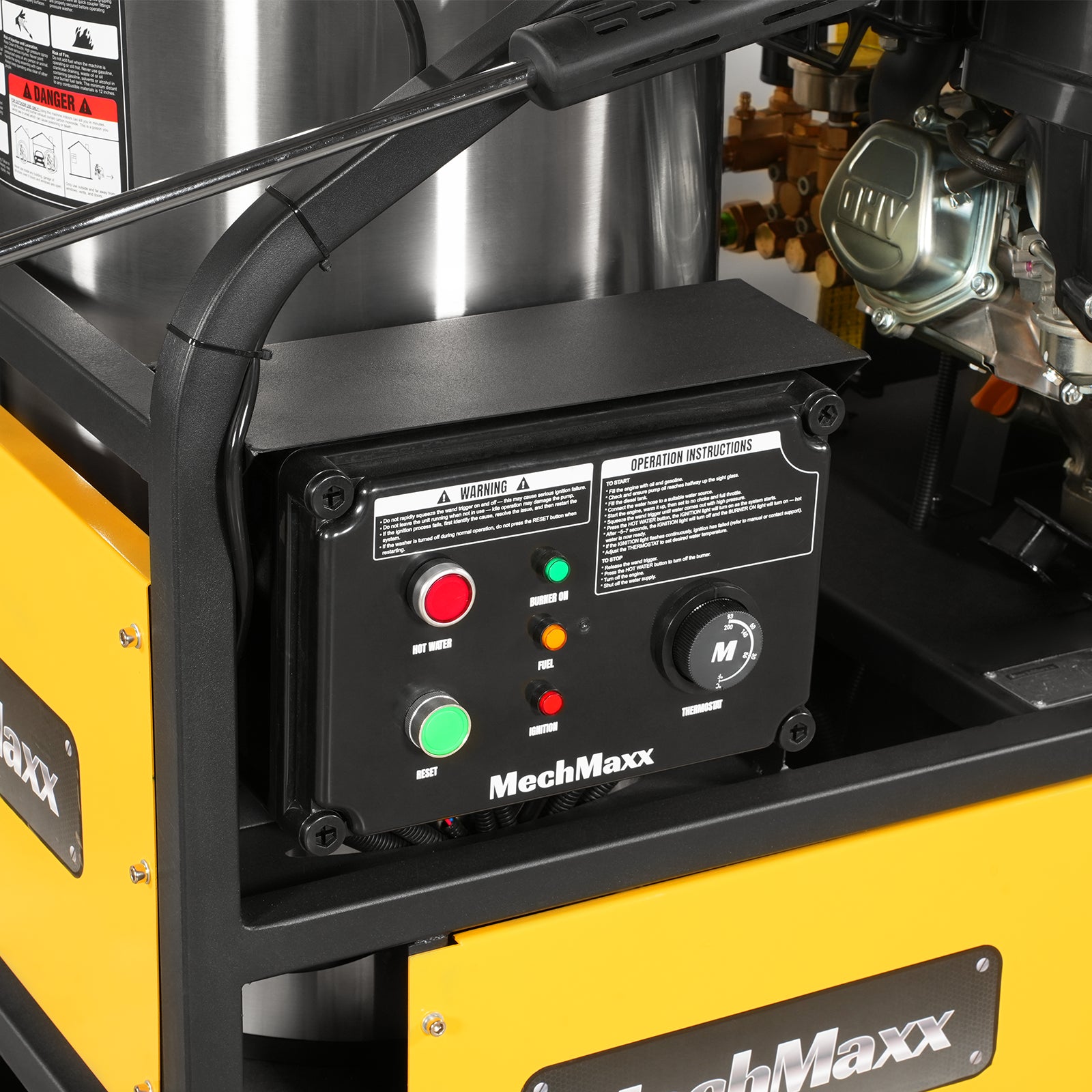 4000 PSI 4 GPM 15 HP ZONSEN E-Start Gas Engine Hot Water Pressure Washer Skid Mounted with 175 Gal Tank, HPW40DT