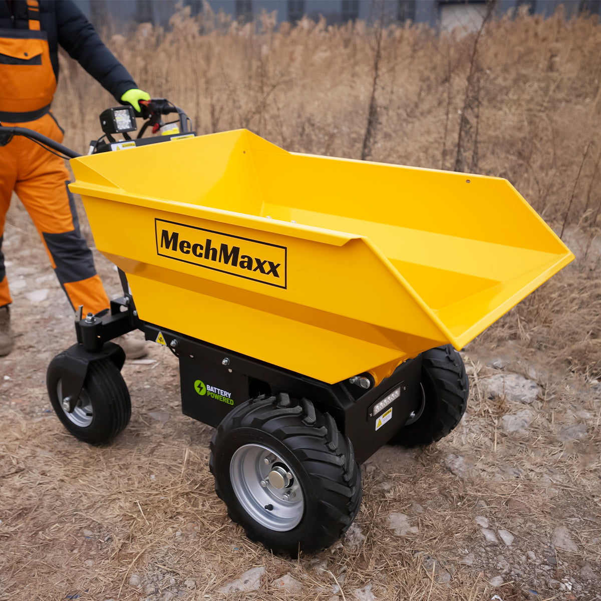 MechMaxx 1100Lbs Loading Battery Powered Barrow Electric Mini Dumper for Sale, 1000W 48V Brushless DC Motor, E50