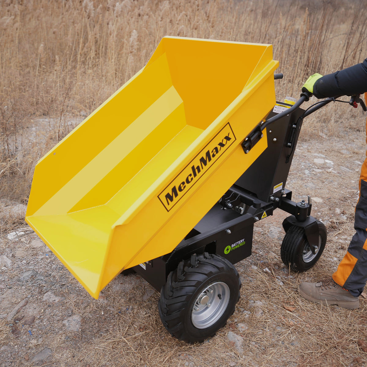 MechMaxx 1100Lbs Loading Battery Powered Barrow Electric Mini Dumper for Sale, 1000W 48V Brushless DC Motor, E50