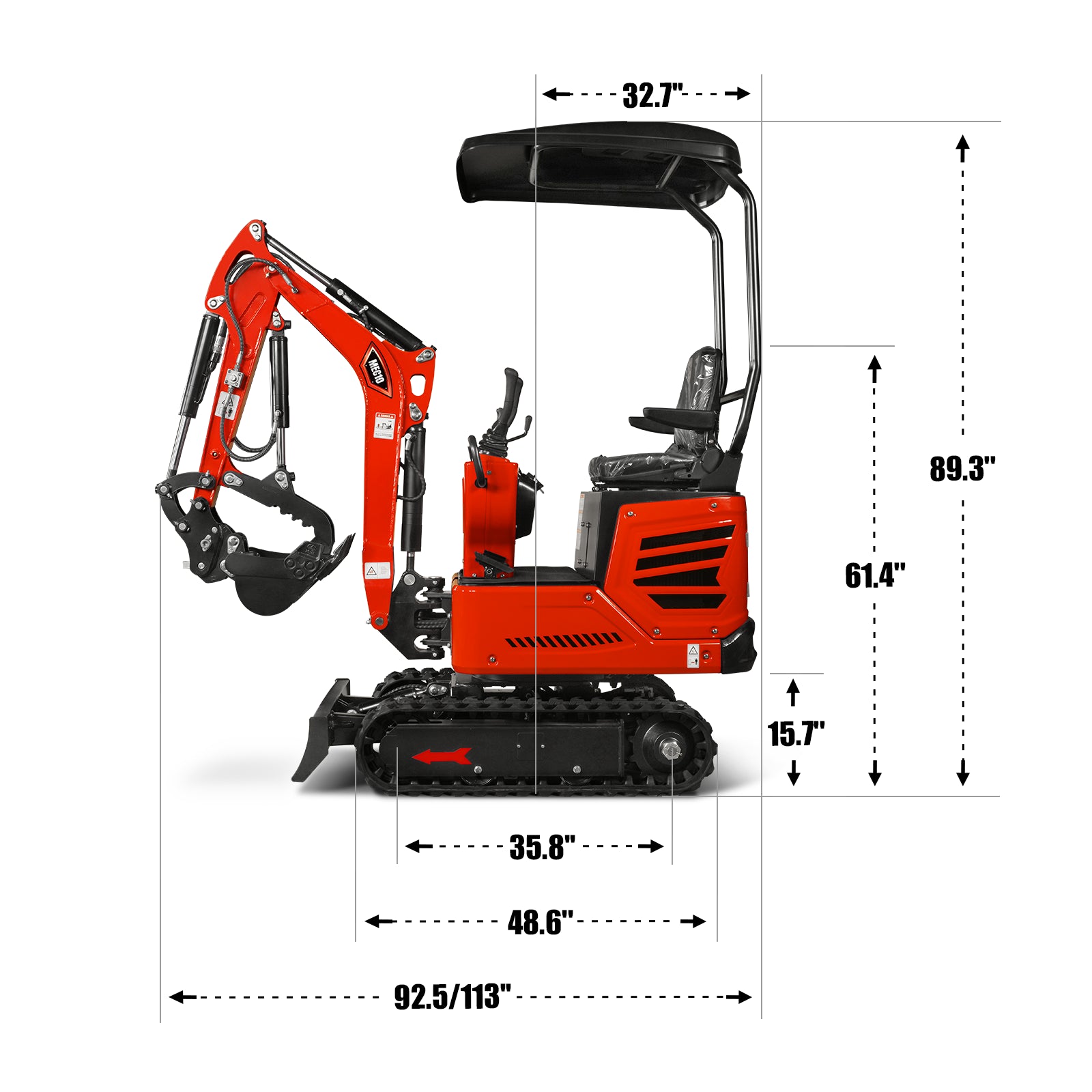 Mini Compact Excavator HONDA GX390 Engine, 65.7” Max. Digging Depth, 2100 LBS Operating Weight, MEC10