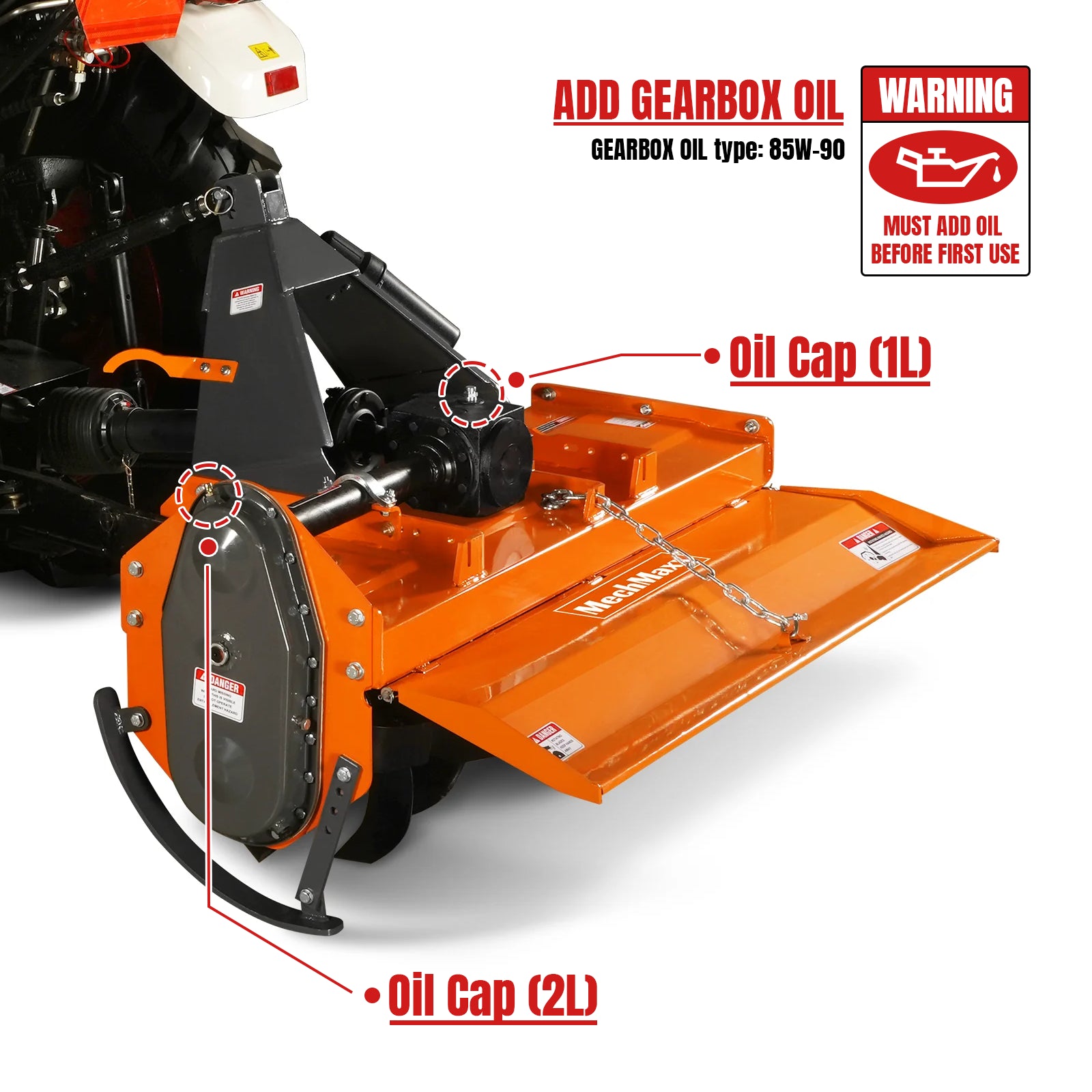 4.5FT 3-Point Gear Drive Rotary Tiller, 25-45HP Tractor, PTO Shaft Included (With Slip Clutch), Cat. 1 Hookup , RT450