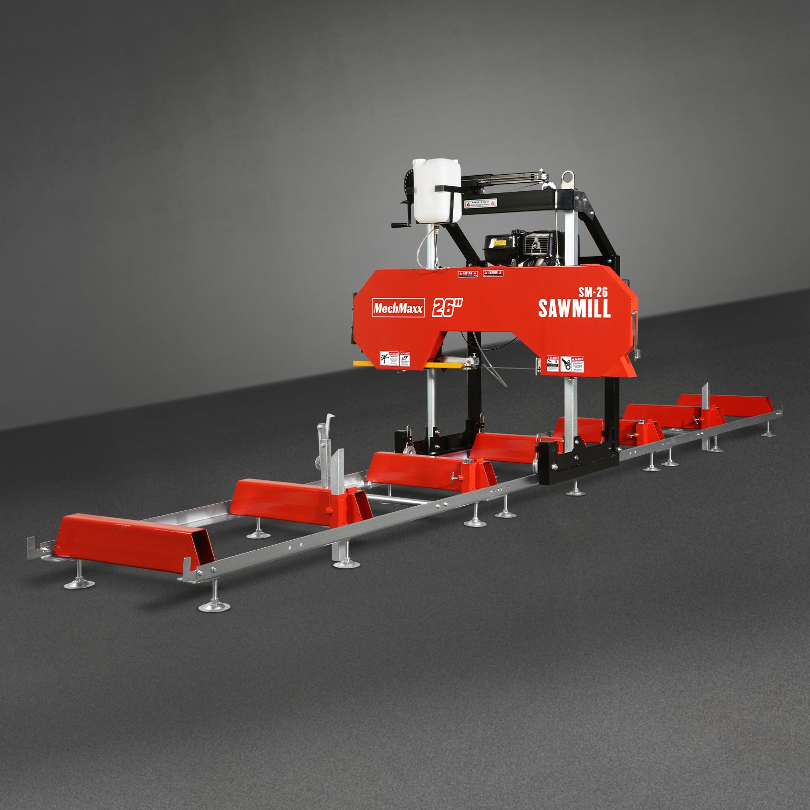 26" Portable Sawmill (5x Blades Included), 420cc 15HP E-Start Gasoline Engine, 22" Board Width, 20' Track Length (13' Track Length + 6.6' Track Extension Included) , SM-26