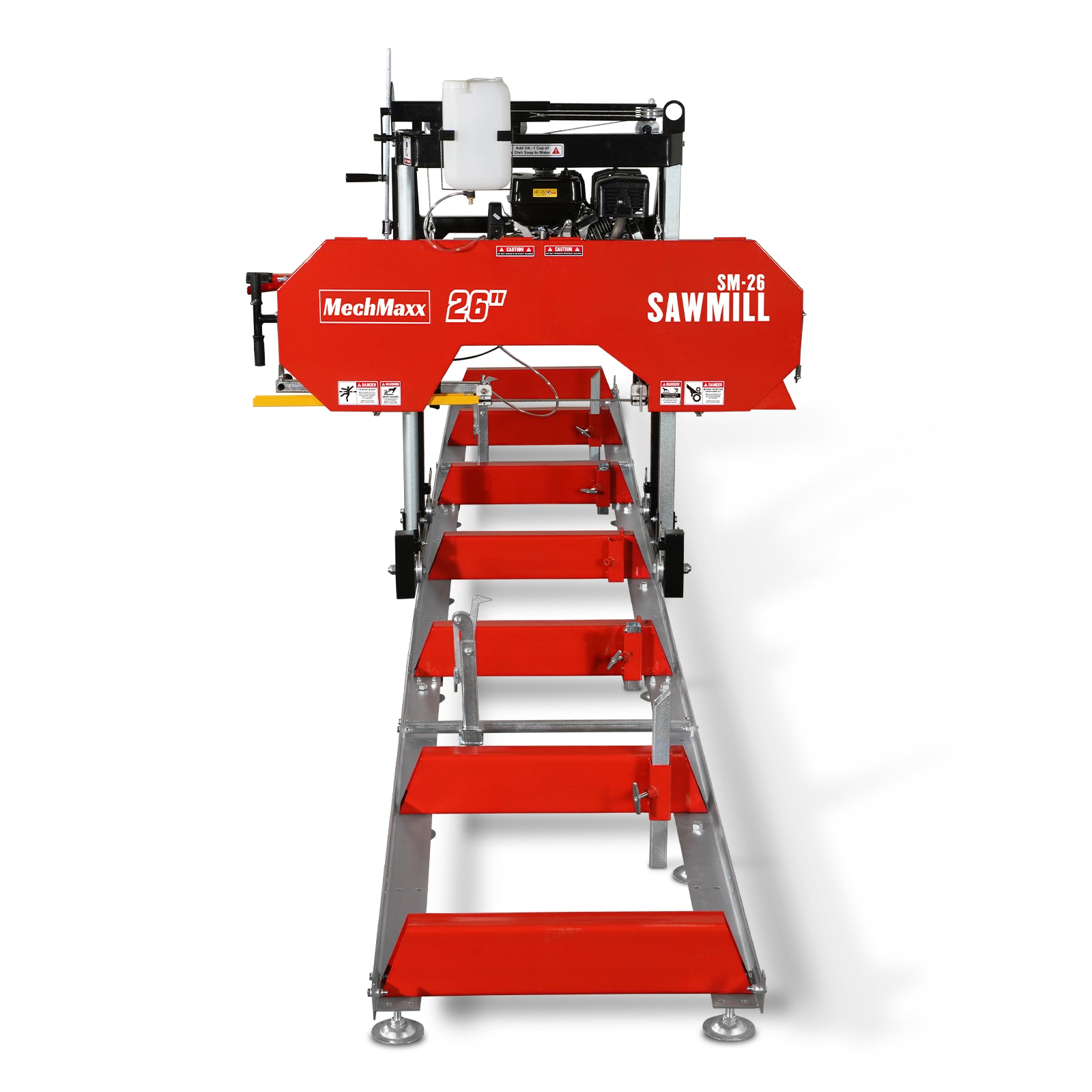 26" Portable Sawmill (5x Blades Included), 420cc 15HP E-Start Gasoline Engine, 22" Board Width, 20' Track Length (13' Track Length + 6.6' Track Extension Included) , SM-26