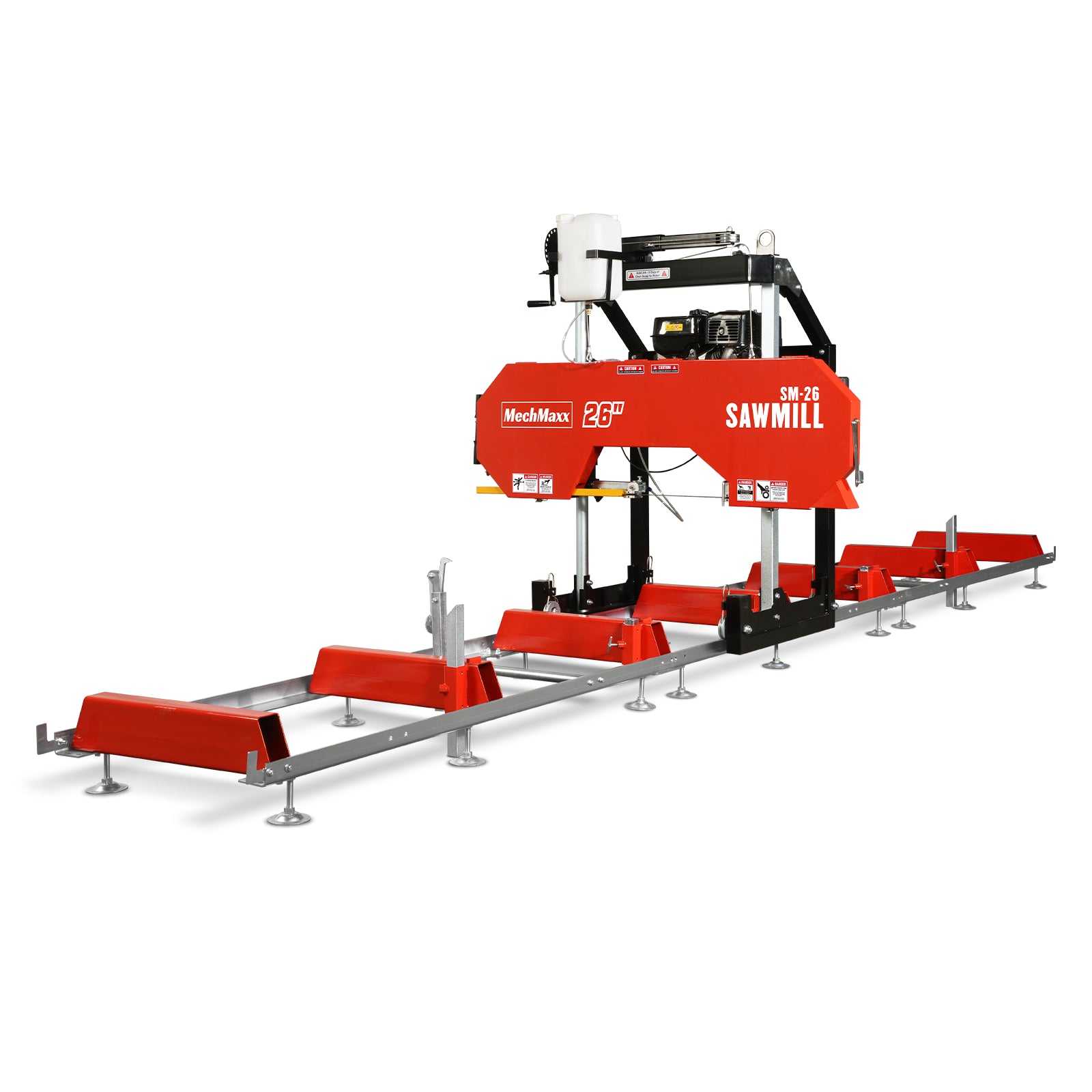 26" Portable Sawmill (5x Blades Included), 420cc 15HP E-Start Gasoline Engine, 22" Board Width, 20' Track Length (13' Track Length + 6.6' Track Extension Included) , SM-26