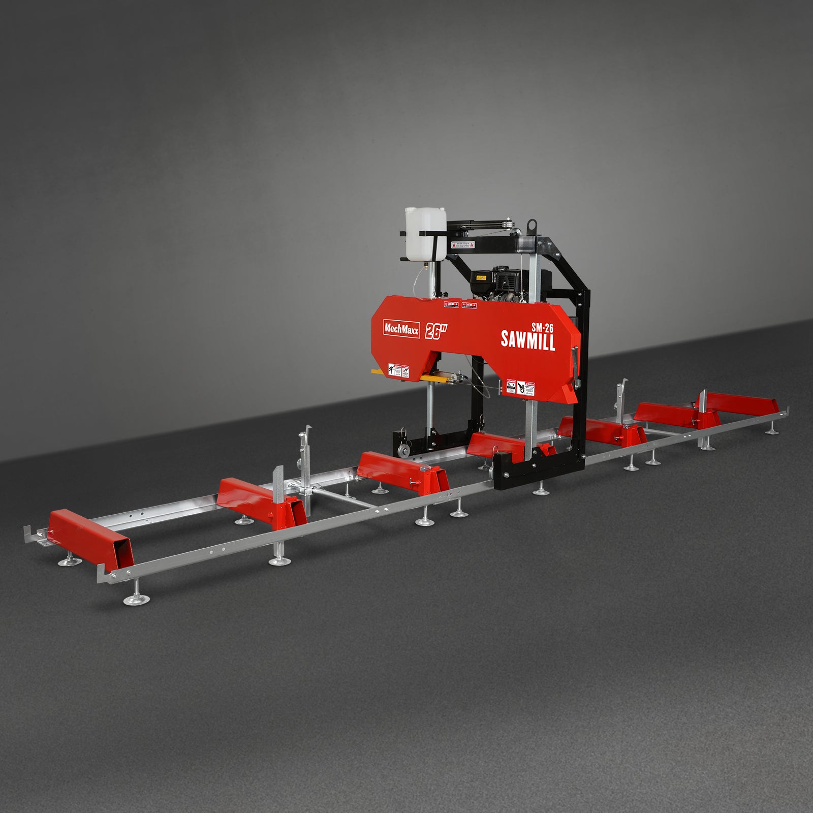 26" Portable Sawmill (5x Blades Included), 420cc 15HP E-Start Gasoline Engine, 22" Board Width, 20' Track Length (13' Track Length + 6.6' Track Extension Included) , SM-26
