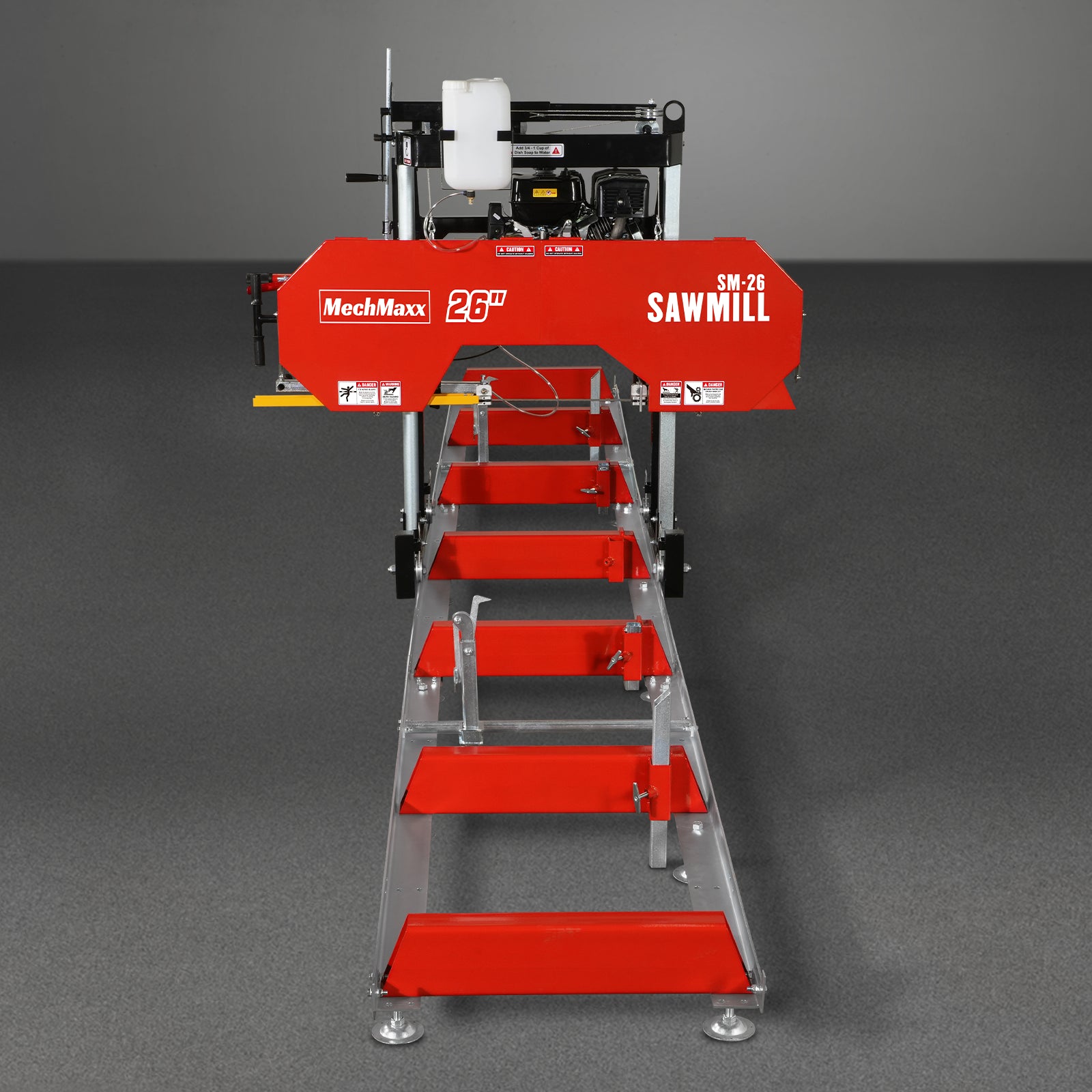 26" Portable Sawmill (5x Blades Included), 420cc 15HP E-Start Gasoline Engine, 22" Board Width, 20' Track Length (13' Track Length + 6.6' Track Extension Included) , SM-26