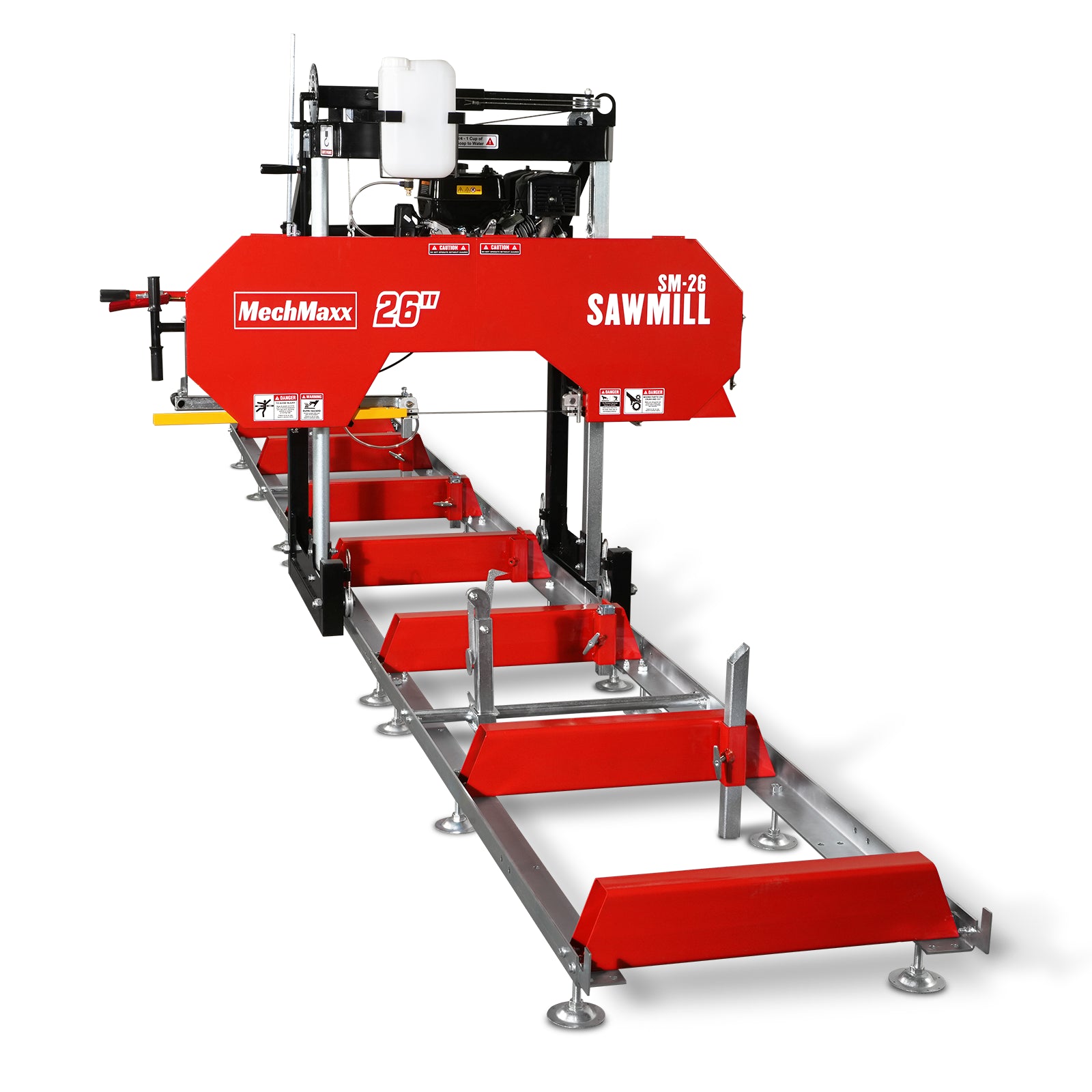 26" Portable Sawmill (5x Blades Included), 420cc 15HP E-Start Gasoline Engine, 22" Board Width, 20' Track Length (13' Track Length + 6.6' Track Extension Included) , SM-26