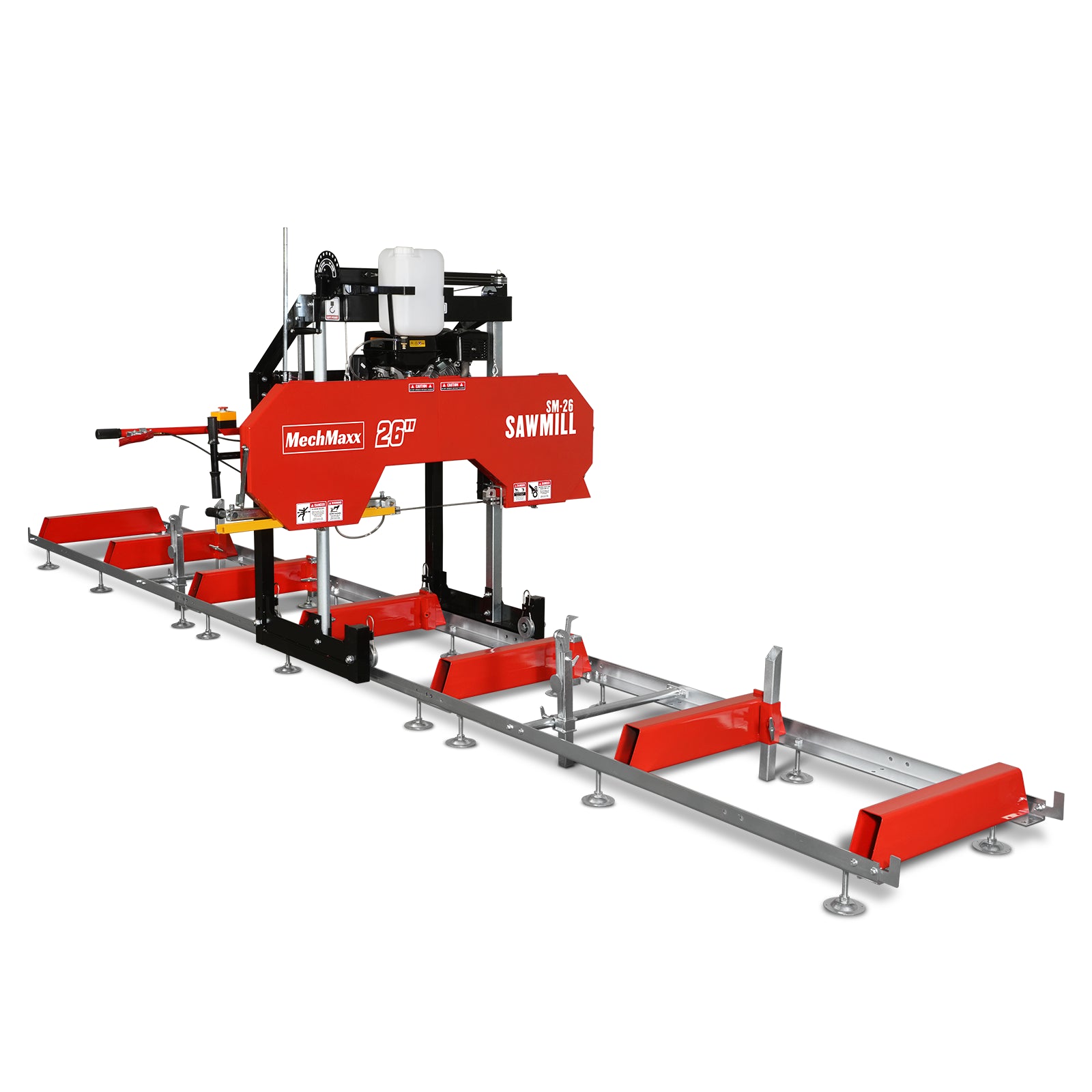 26" Portable Sawmill (5x Blades Included), 420cc 15HP E-Start Gasoline Engine, 22" Board Width, 20' Track Length (13' Track Length + 6.6' Track Extension Included) , SM-26
