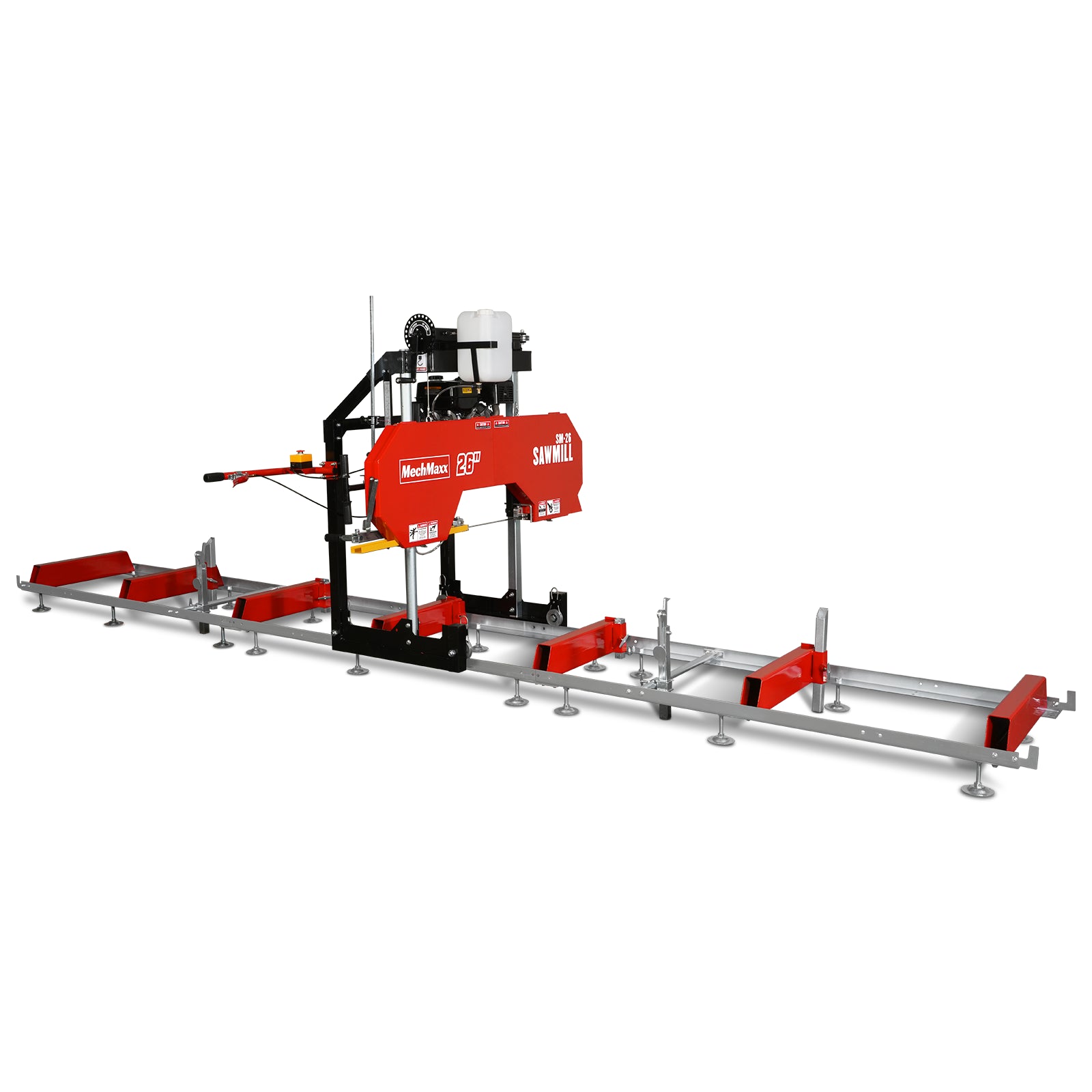 26" Portable Sawmill (5x Blades Included), 420cc 15HP E-Start Gasoline Engine, 22" Board Width, 20' Track Length (13' Track Length + 6.6' Track Extension Included) , SM-26