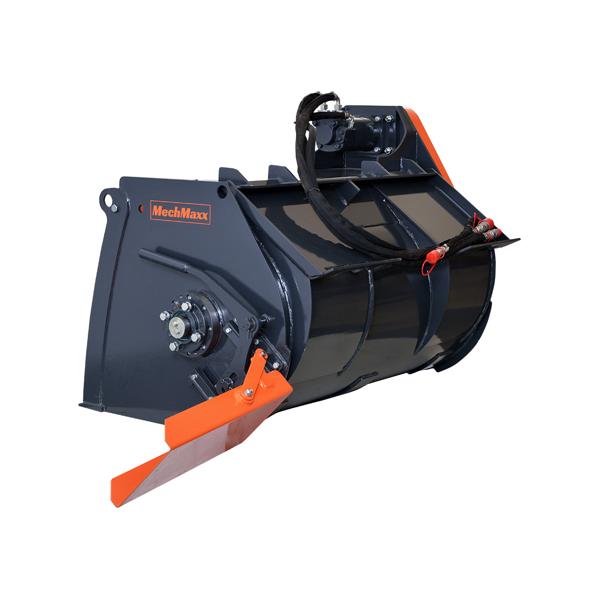 MechMaxx 60” Skid Steer Concrete Mixer Attachment, Side Chute Dispenser & Bag Splitter, Universal Mount, 16 Cu-Ft Capacity