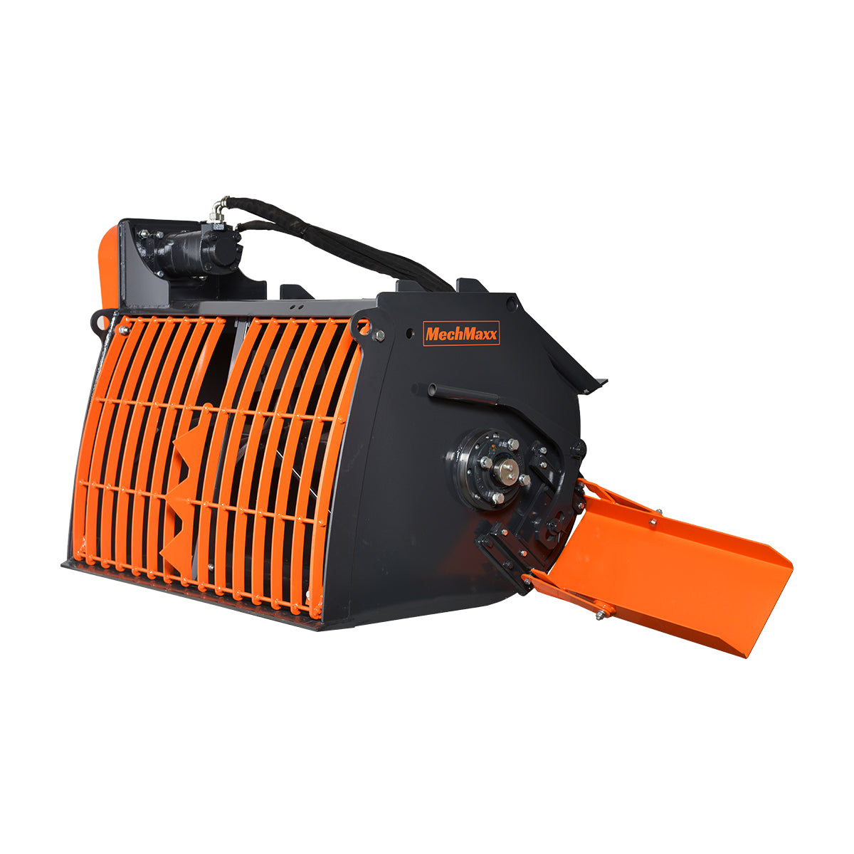MechMaxx 60” Skid Steer Concrete Mixer Attachment, Side Chute Dispenser & Bag Splitter, Universal Mount, 16 Cu-Ft Capacity