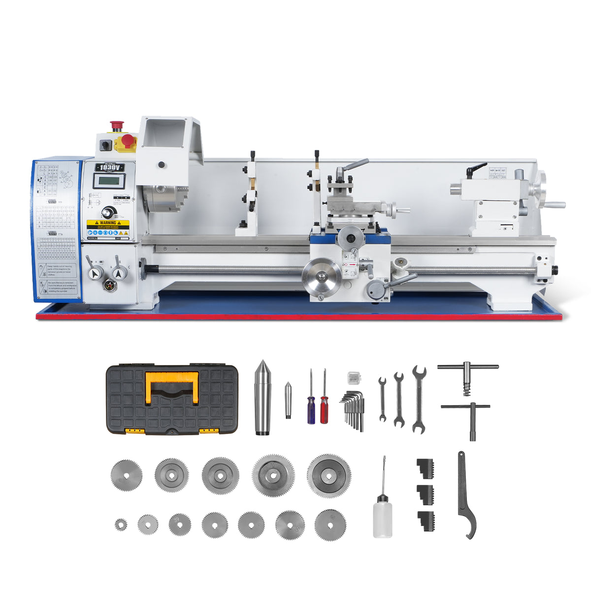 1.5‘’ Spindle Bore Metal Lathe Machine 10'' x 30'' High Precision Brushless Motor Benchtop 0-2000 RPM  Variable Speed Metal Working Machine 1.5HP Small Lathe without Stand