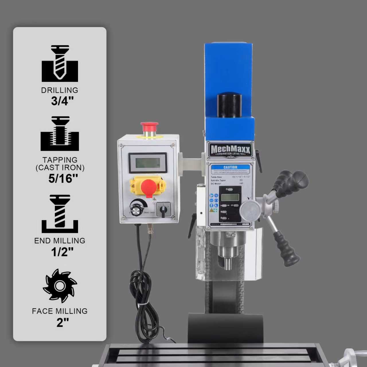 1.5 HP 10'' x 30'' Combination Lathe Milling Drilling Machine, 1.5'' Spindle Bore, 0-2000 RPM Variable Speed, High Precision Benchtop Lathe for Metalworking – With Stand 1030VC