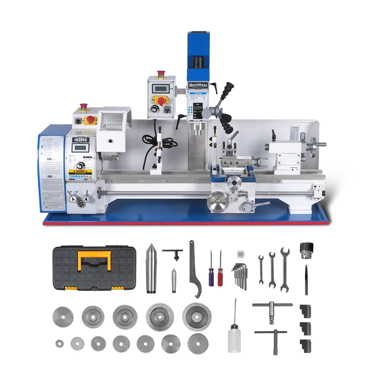 1.5 HP 10'' x 30'' Combination Lathe Milling Drilling Machine, 1.5'' Spindle Bore, 0-2000 RPM Variable Speed, High Precision Benchtop Lathe for Metalworking – Without Stand