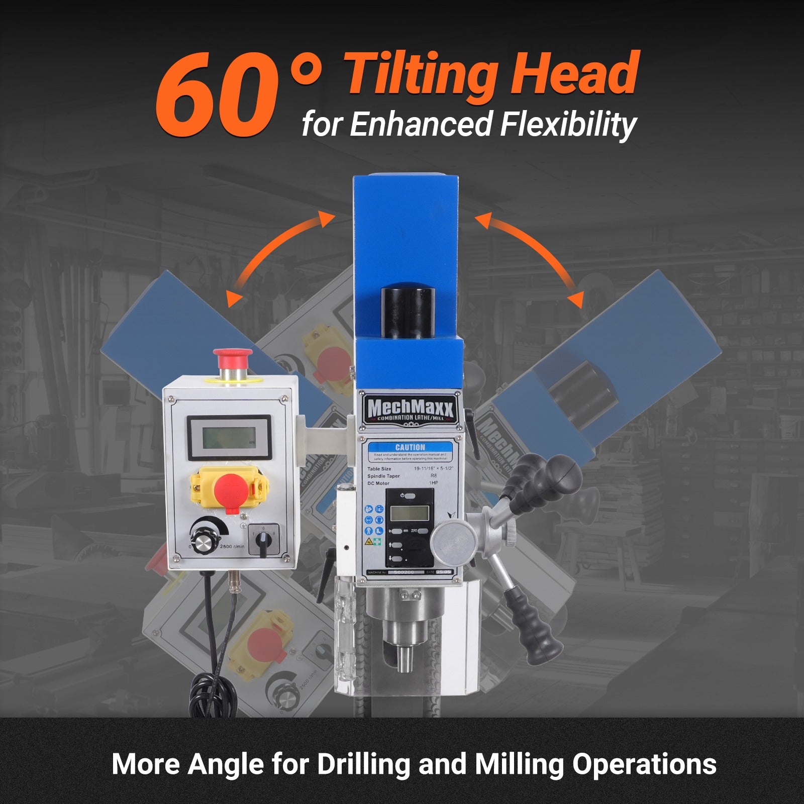 1.5 HP 10'' x 30'' Combination Lathe Milling Drilling Machine, 1.5'' Spindle Bore, 0-2000 RPM Variable Speed, High Precision Benchtop Lathe for Metalworking – With Stand 1030VC