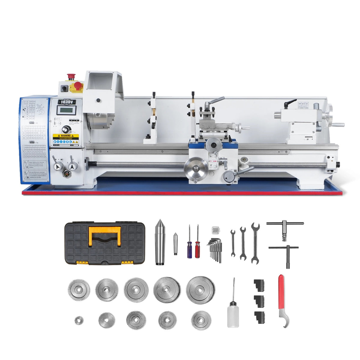 1.5‘’ Spindle Bore Metal Lathe Machine 10'' x 30'' High Precision Brushless Motor Benchtop 0-2000 RPM  Variable Speed Metal Working Machine 1.5HP Small Lathe without Stand 1030V