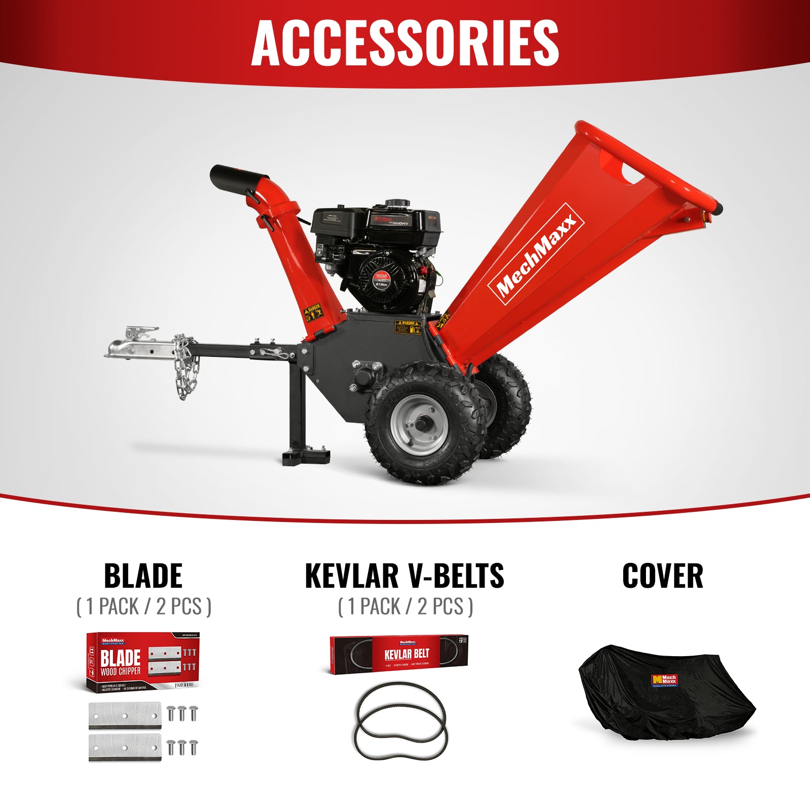 4 inch DUCAR 212cc 7hp Gas Engine Powered Wood Chipper with Towbar, GS650