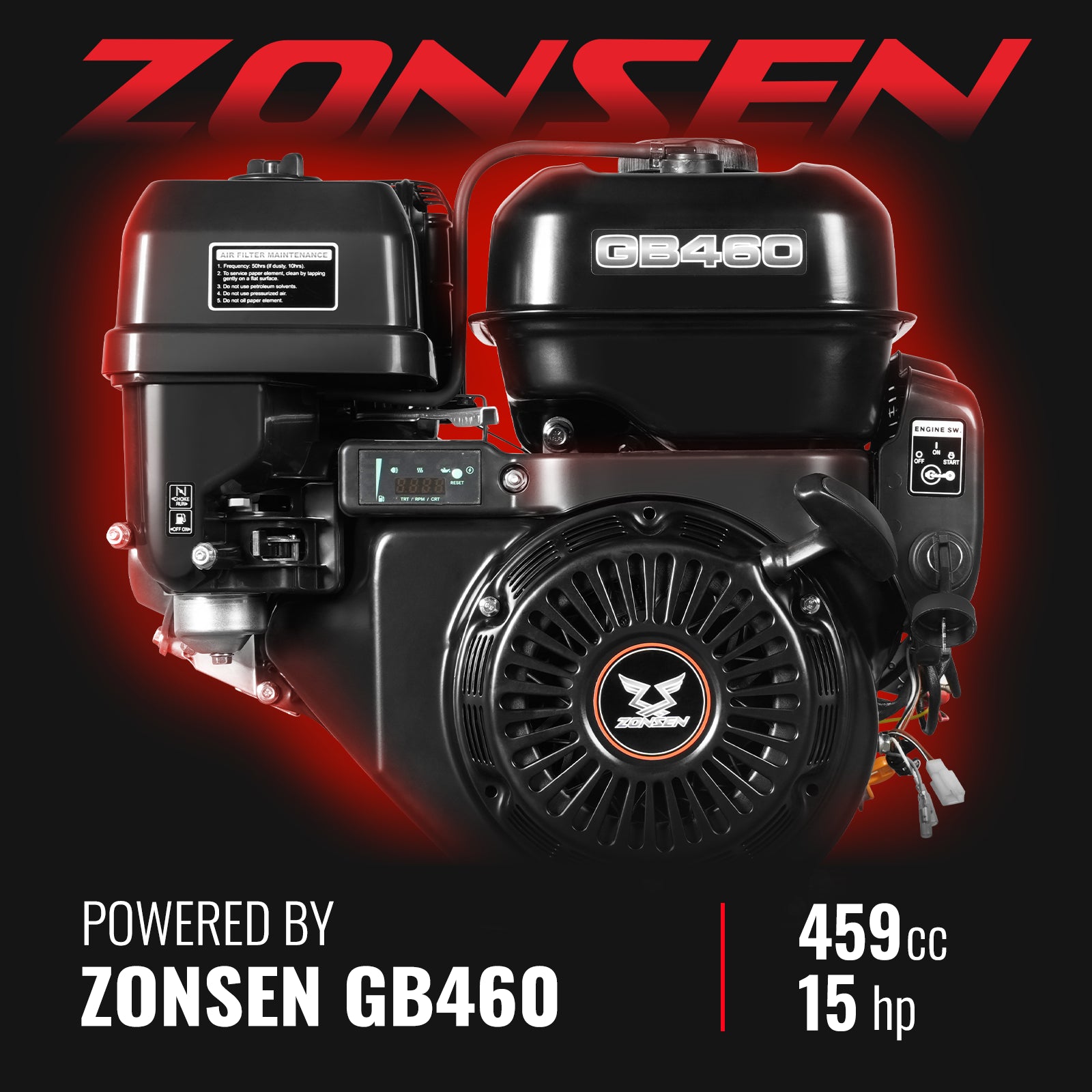 5 inch E-start ZONSEN 459cc Gasoline Engine Powered Wood Chipper , GS1500