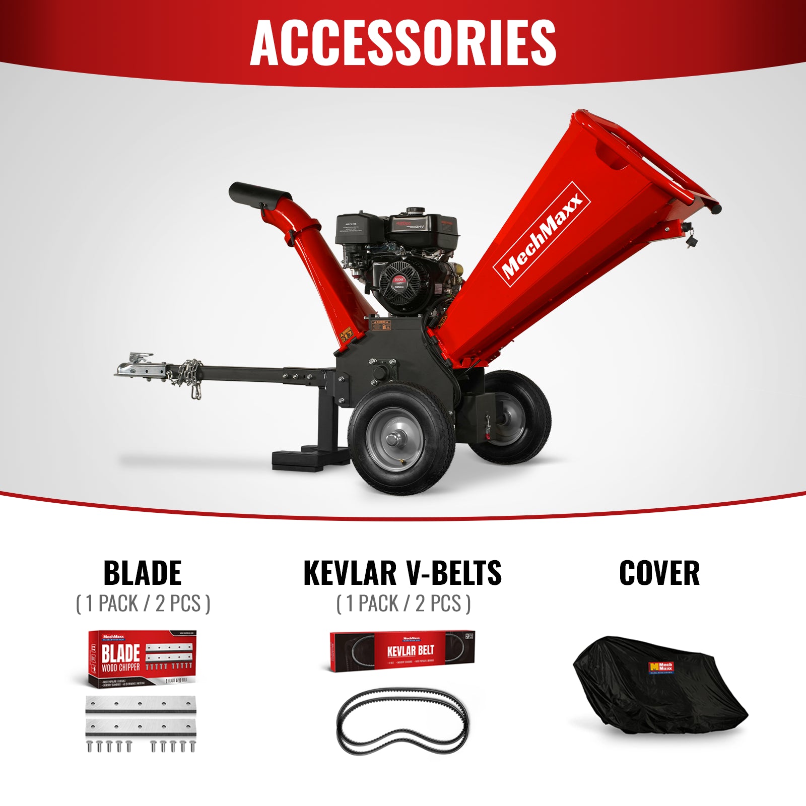 5 inch E-start DUCAR 420cc Gasoline Engine Powered Wood Chipper , GS1500