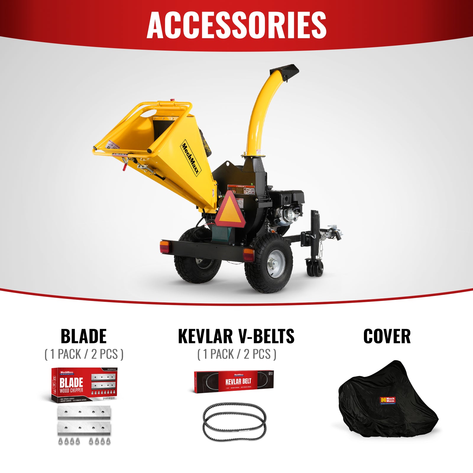 5 inch E-start DUCAR 420cc 15hp Gasoline Engine Powered Disc Wood Chipper with Taillight , P4205