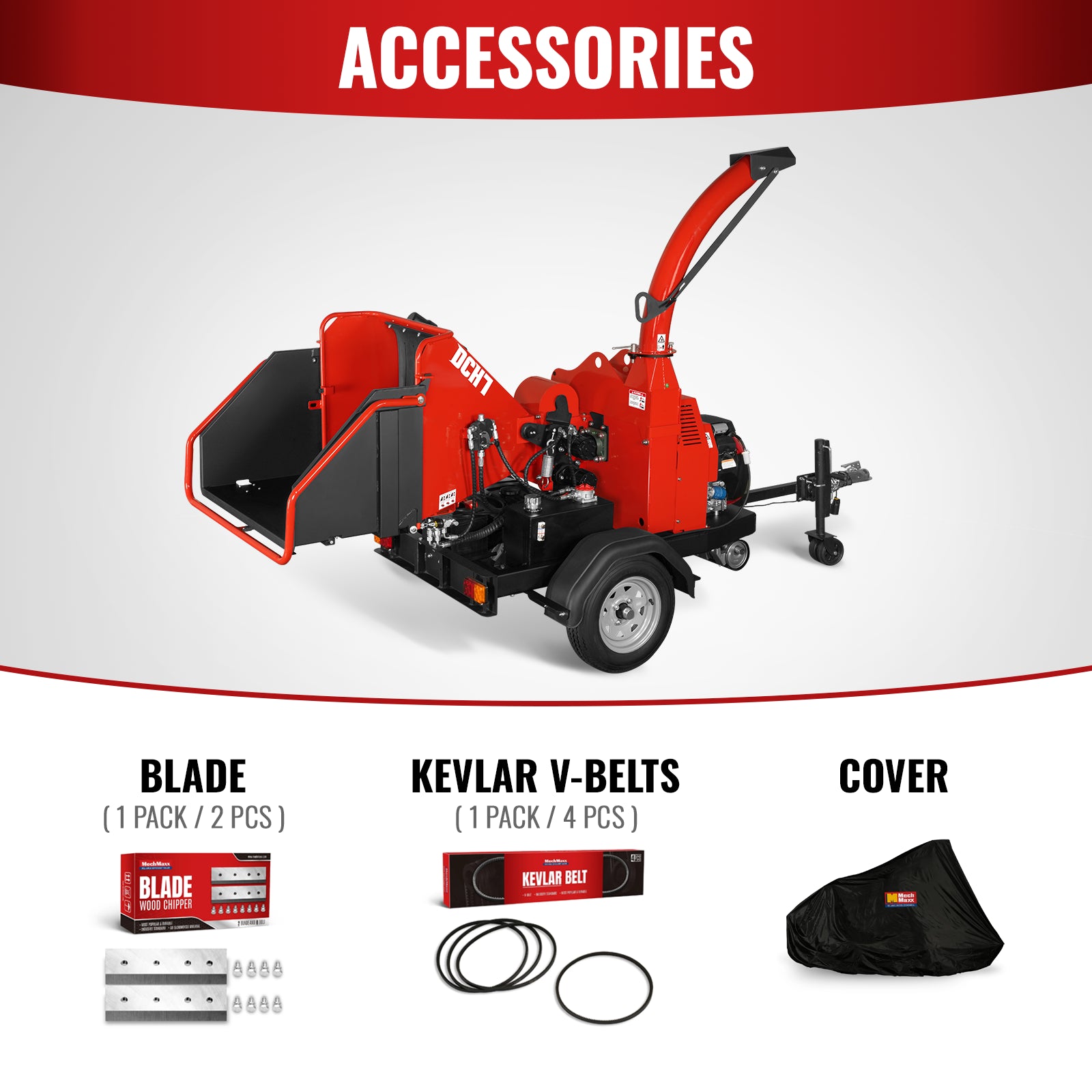 HONDA GX690 22HP 688cc Twin Cylinder Gasoline Engine Powered 7” Hydraulic Feeding Wood Chipper, DCH7