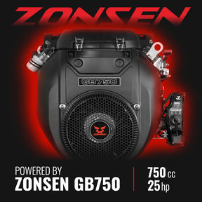 25hp 750cc Twin Cylinder ZONSEN Petrol Engine 7” Hydraulic Feeding Wood Chipper, DCH7