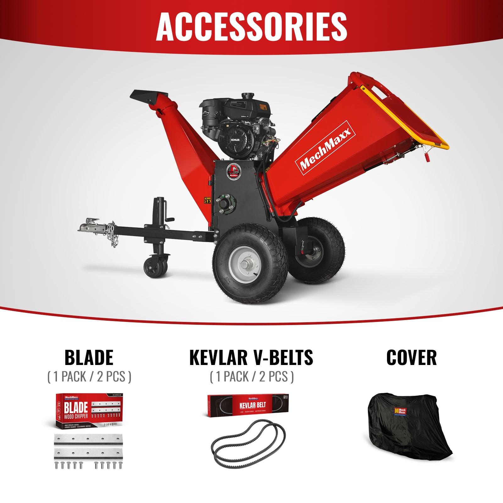 6 inch KOHLER E-Start 429cc 14HP Gasoline Engine Powered Drum Wood Chipper , P4206