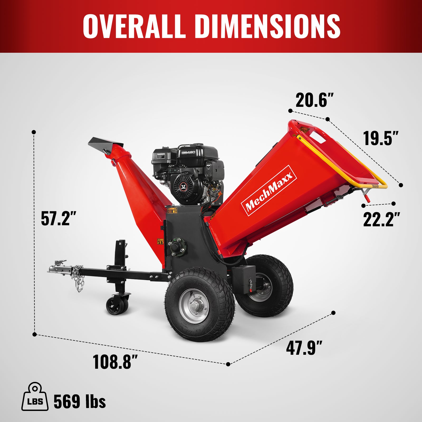 6 inch E-start ZONSEN 459cc 15hp Gasoline Engine Powered Drum Wood Chipper , P4206