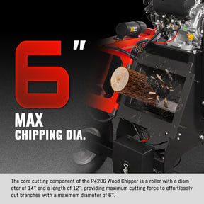 6 inch E-start ZONSEN 459cc 15hp Gasoline Engine Powered Drum Wood Chipper , P4206