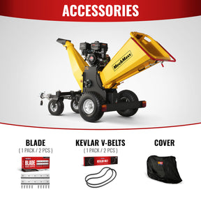 6 inch E-start DUCAR 420cc 15hp Gas Powered 4 - Wheel Drum Wood Chipper with Taillight , B150