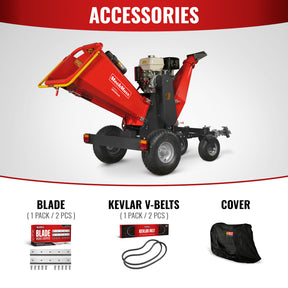 6 inch HONDA E-Start Gasoline Engine Powered 4 - Wheel Drum Wood Chipper with Taillight , B150
