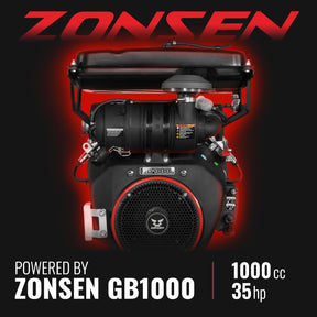 8 inch ZONSEN E-Start 1000cc 35hp Gas Powered 4 - Wheel Drum Wood Chipper with Taillight , B200