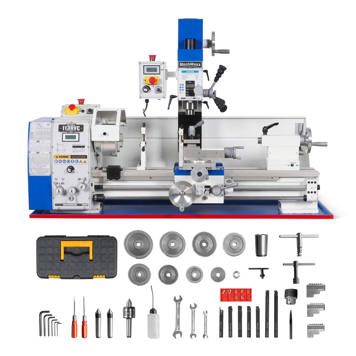 2 HP 11'' x 30'' Combination Lathe Milling Drilling Machine Brushless Motor, 1.5'' Spindle Bore, 0-2000 RPM Variable Speed, High Precision Benchtop Lathe for Metalworking – Without Stand