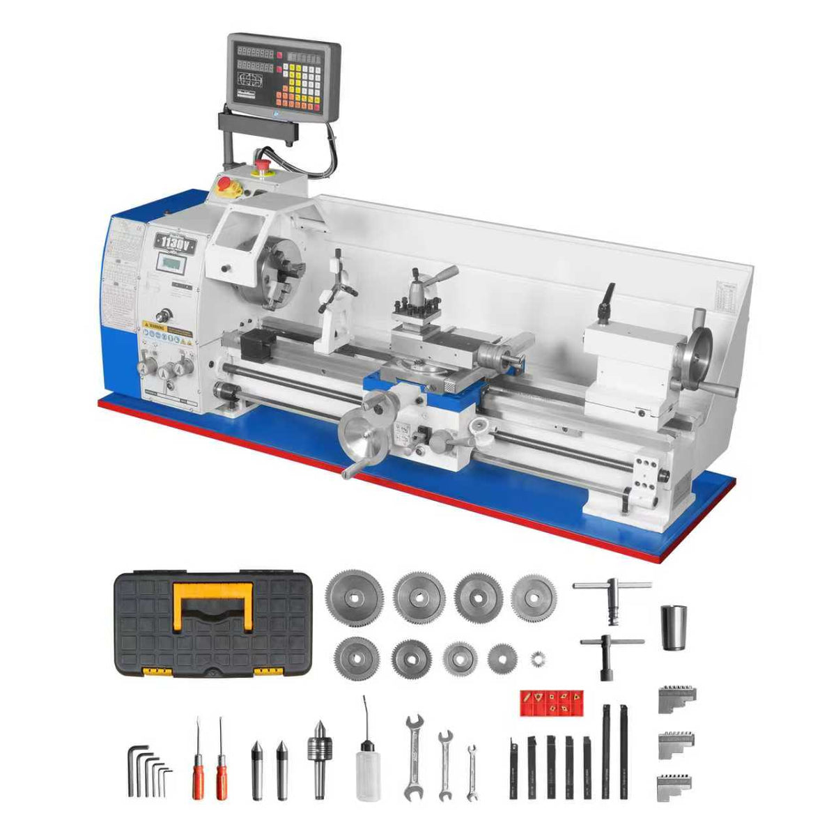 Metal Lathe Machine with DRO 11'' x 30'' High Precision Benchtop 0-2000 RPM Brushless Motor Variable Speed Metal Working Machine 2HP Small Lathe without Stand
