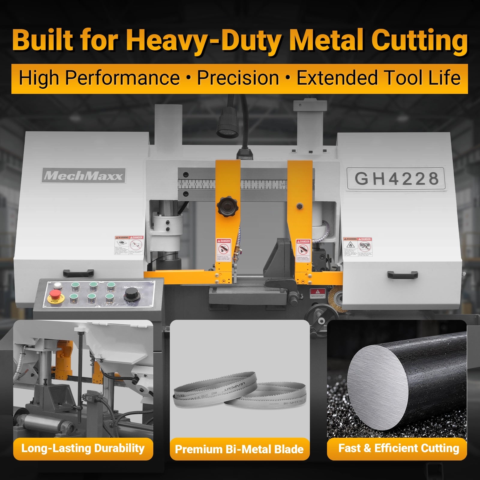 11" Double Column Horizontal Metal Cutting Band Saw, 2-Speed, Hydraulic Feed, 2.8kW Industrial Saw GH4228