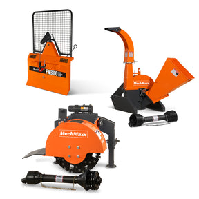 3-Point PTO Stump Grinder & 4" PTO Wood Chipper & Forestry Log Skidding Winch Combo,SG24 & BX42S &FW8800