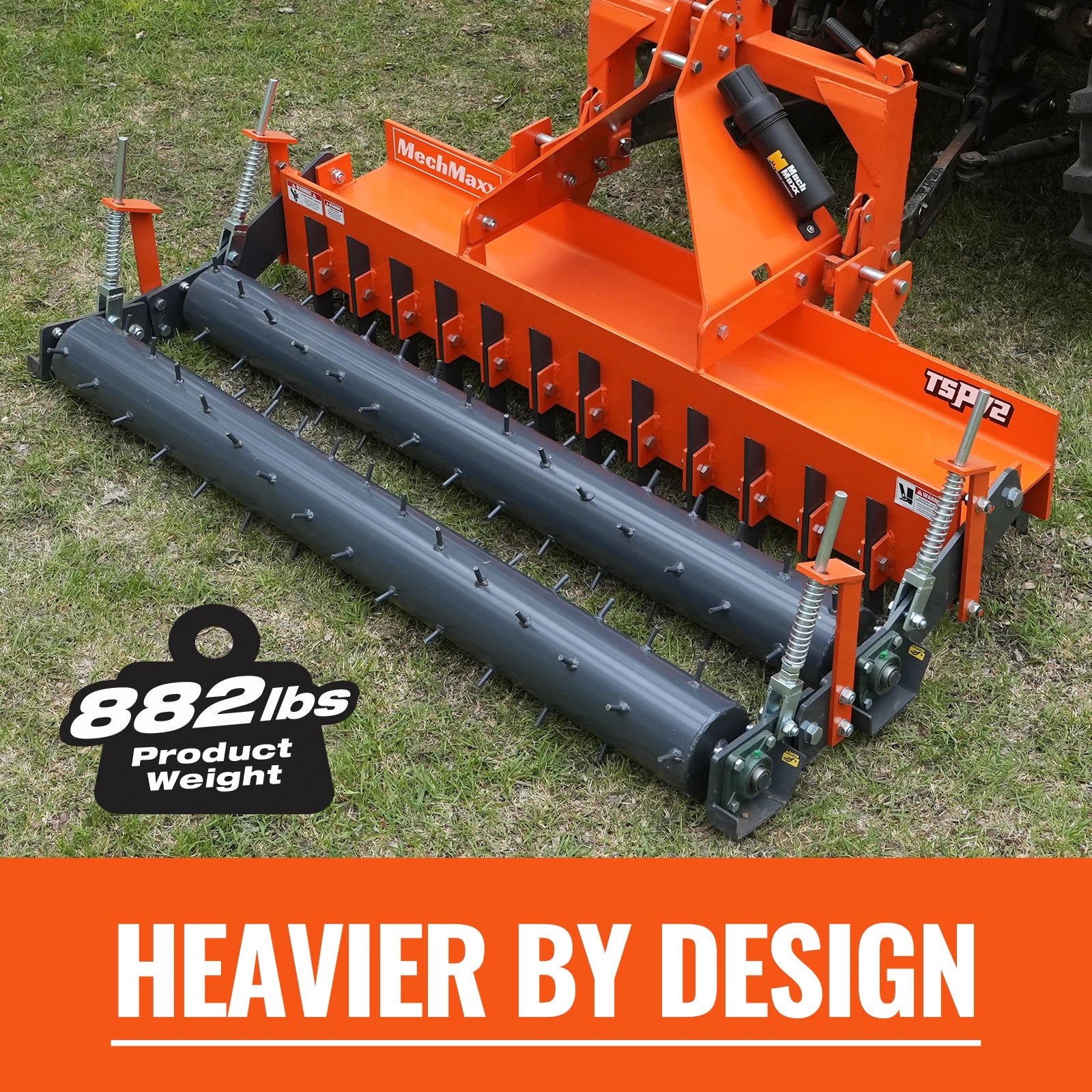 72" Heavy Duty Soil Pulverizer,  Double Spiked Roller,  25 Shanks,  Category 1 and 2,  3 Point Hitch Tractor Attachment,  TSP72D
