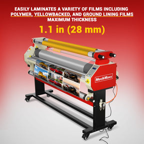 65" Wide Format Full-Auto Cold & Heat Assisted Pneumatic Laminator Machine with 4 Trimmers, Max Speed 40ft/min, 63" Max Width, Infrared Heating, Digital Control Pneumatic Roller Lifting (Requires Air Compressor, Not Included) 1700-B1RED