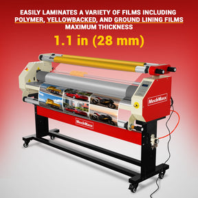 65" Wide Format Full-Auto Cold & Heat Assisted Pneumatic Laminator Machine with 4 Trimmers, Max Speed 40ft/min, 63" Max Width, Infrared Heating, Digital Control Pneumatic Roller Lifting (Requires Air Compressor, Not Included) 1700-B2RED