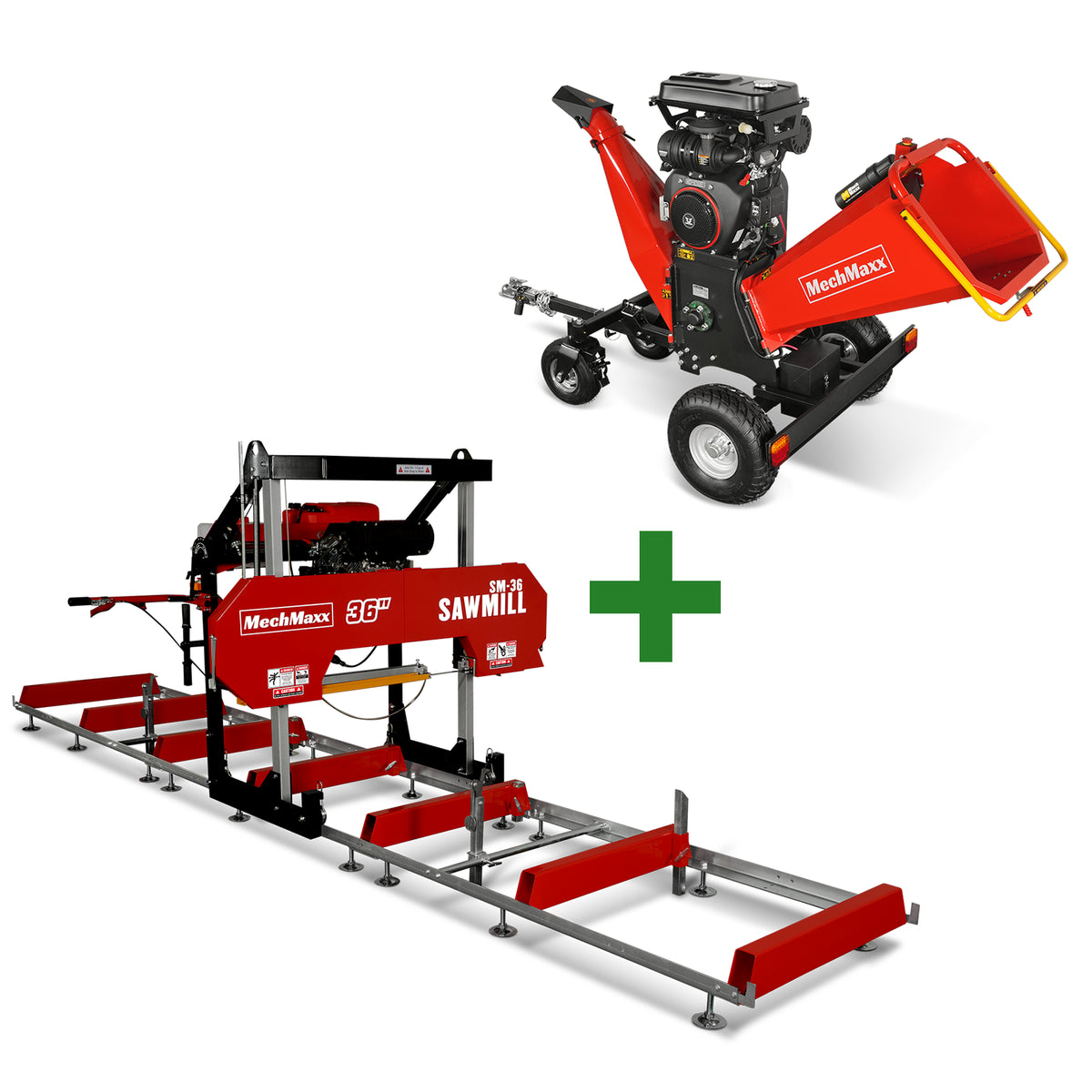 36" MAX Portable Sawmill & 8" Wood Chipper Combo