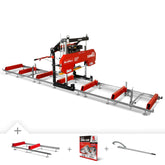 32" Portable Sawmill (5 x Blades Included), 420cc 15HP E-Start Gasoline Engine, 29" Board Width, 20' Track Length (6.6' Track Extension Included) , SM32