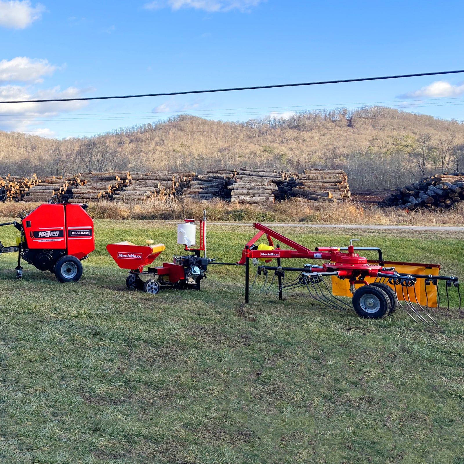 Tedder Vs Rake Hay Baler & Hay Wrapper & Hay Rake Tedder Combo, HB3120, HW20, HT100