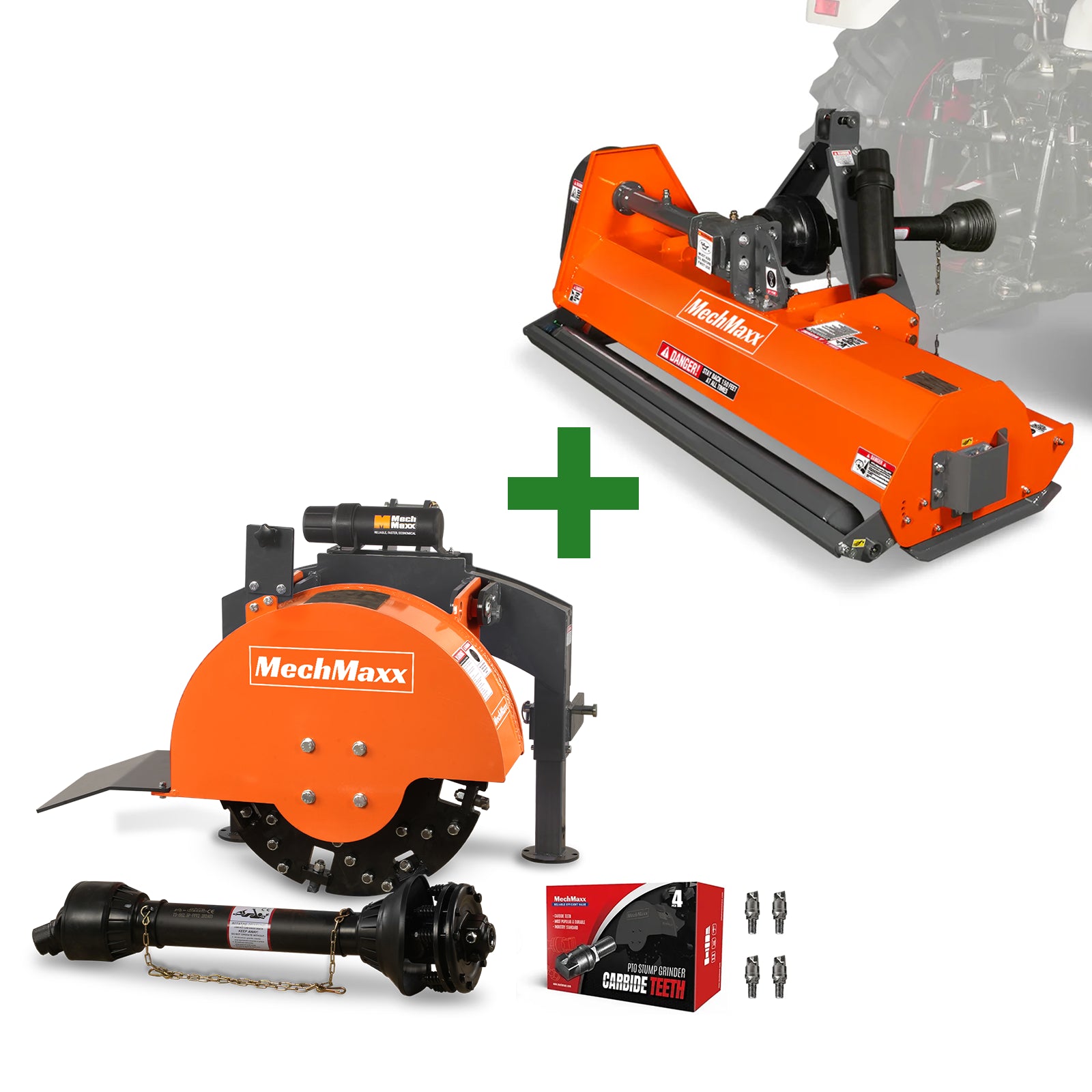 3-Point PTO Stump Grinder & 60'' PTO Flail Mower Combo，SG24&EFS60