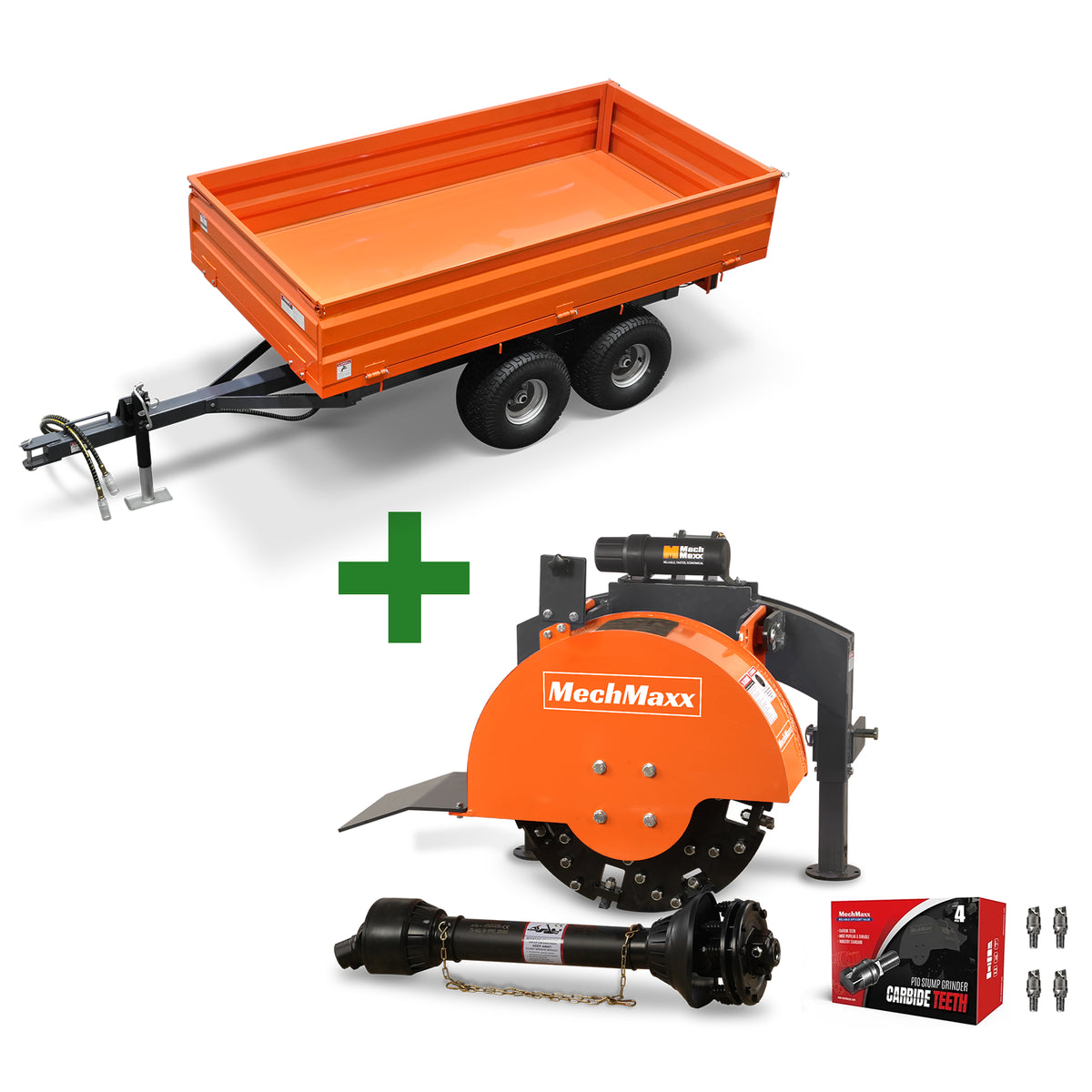 3-Point PTO Stump Grinder & 2-Ton Heavy-Duty Dump Trailer Combo,SG24 & DT4X8
