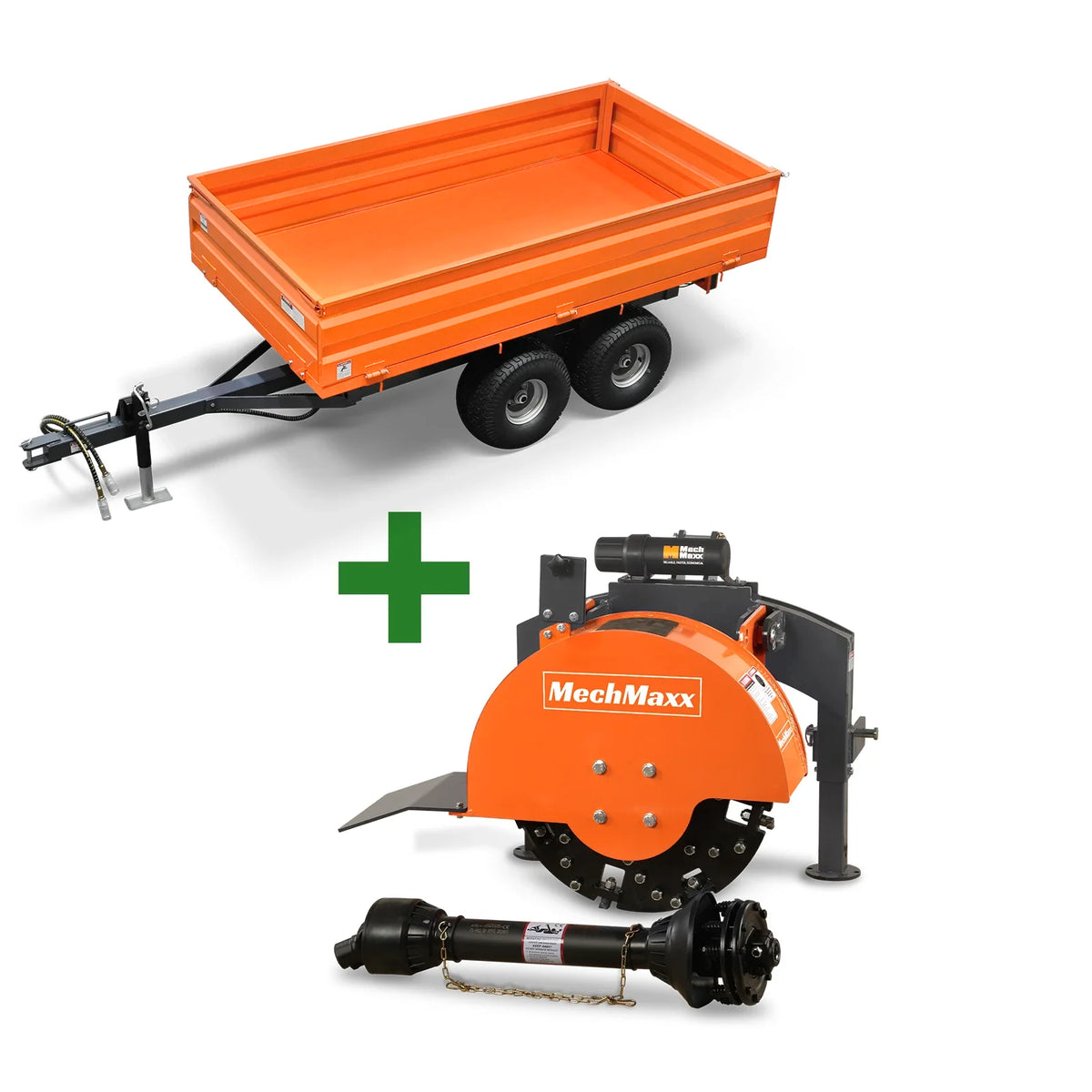 3-Point PTO Stump Grinder & 2-Ton Heavy-Duty Dump Trailer Combo, SG24 & DT4X8