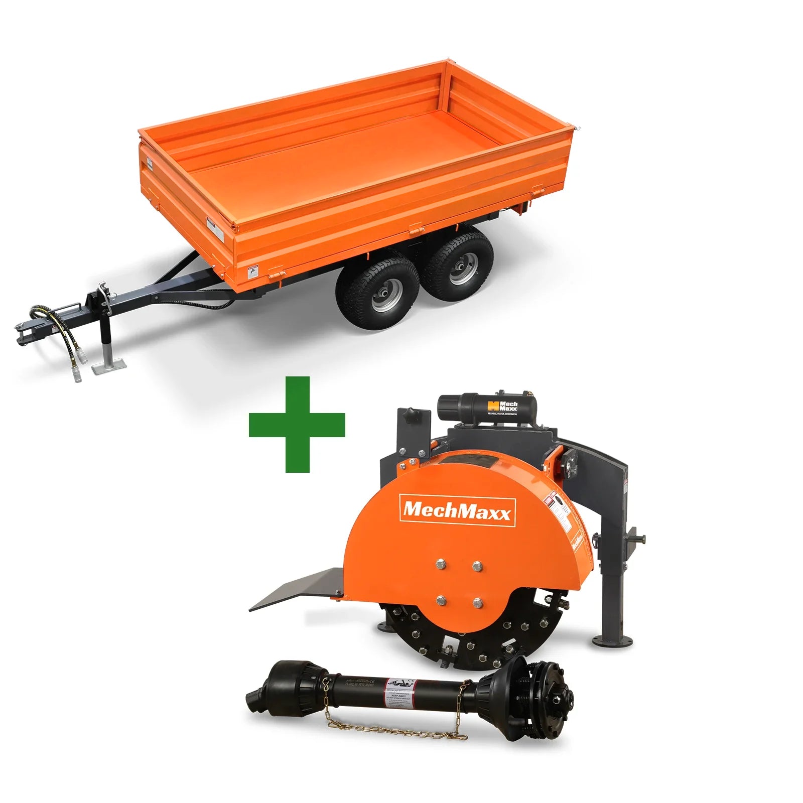 3-Point PTO Stump Grinder & 2-Ton Heavy-Duty Dump Trailer Combo, SG24 & DT4X8